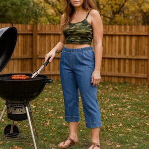 Rebecca Malone Womens Capri Jeans Small Blue Stretch